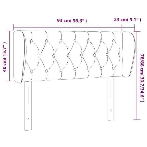 vidaXL Sänggavel med kanter rosa 93x23x78/88 cm sammet Rosa