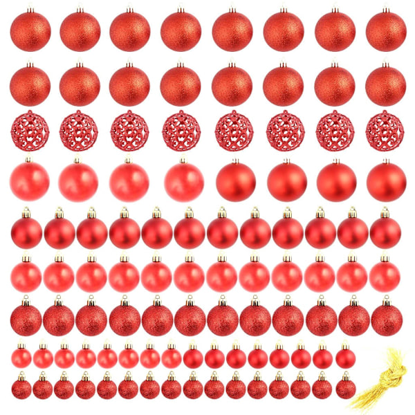 vidaXL Julgranskulor 100 delar set 3/4/6 cm röd Röd