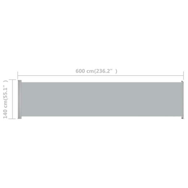 vidaXL Infällbar sidomarkis 140x600 cm grå grå