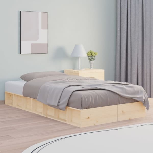 vidaXL Sängram 100x200 cm massivt trä Brun