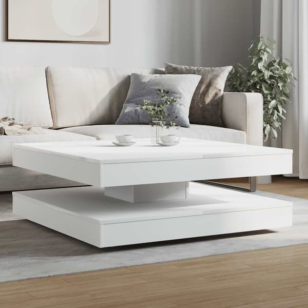 vidaXL Soffbord 360 grader vridbart vit 90x90x34,5 cm Vit