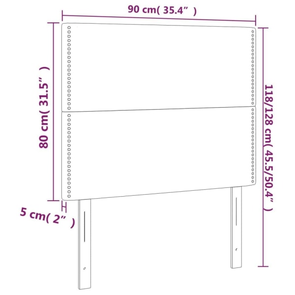 vidaXL Sänggavel LED svart 90x5x118/128 cm tyg Svart