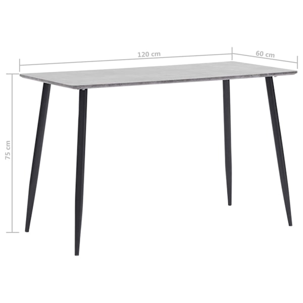 vidaXL Matbord grå 120x60x75 cm MDF grå