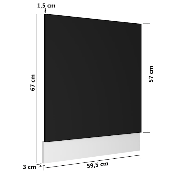 vidaXL Front för diskmaskin “Lyon” svart 59,5x3x67 cm konstruerat trä Svart