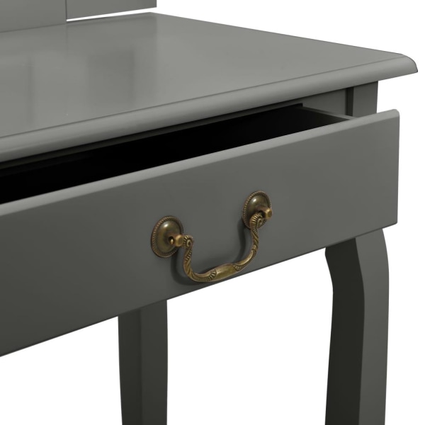vidaXL Sminkbord med pall grå 65x36x128 cm kejsarträ MDF grå