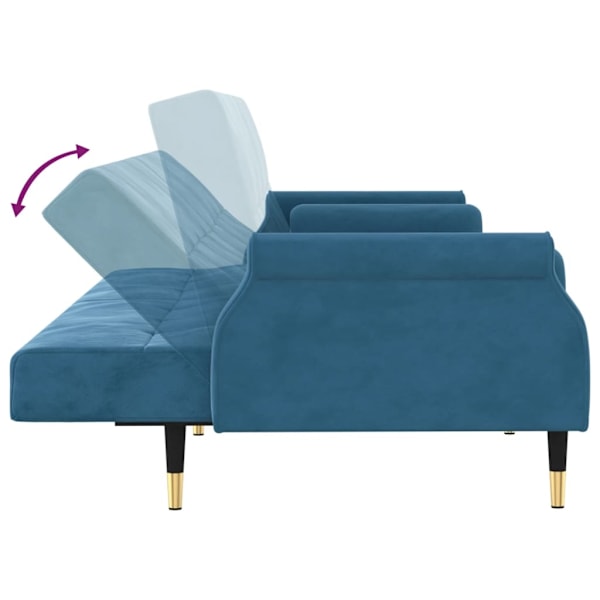 vidaXL Bäddsoffa med dynor blå sammet Blå