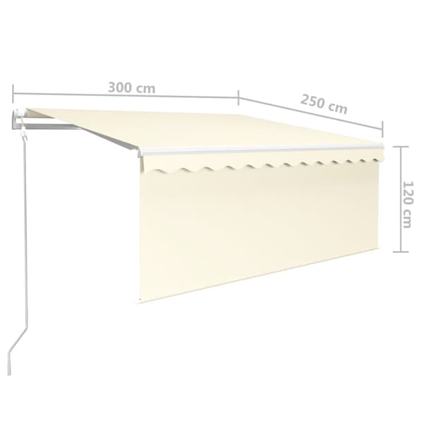 vidaXL Automatiserad markis vindsensor rullgardin LED 3x2,5m gräddvit Creme
