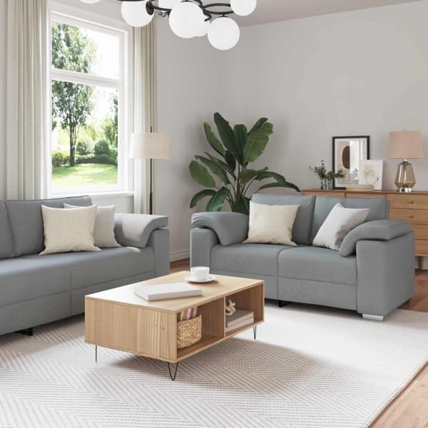 vidaXL Soffa 2 pcs Ljusgrå 219 x 80 x 82 cm tyg Grå