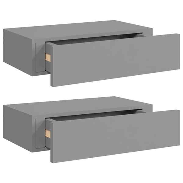 vidaXL Väggmonterade lådor grå 2 st 40x23,5x10 cm MDF grå