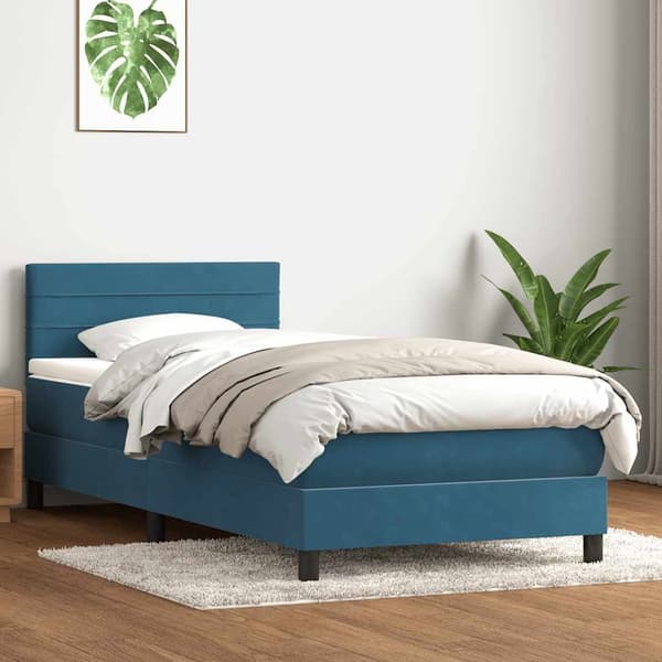 vidaXL Ramsäng med madrass mörkblå 80x210 cm sammet Blå