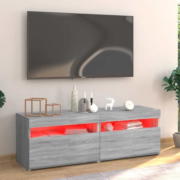 vidaXL TV-bänk med LED-belysning grå sonoma 120x35x40 cm Grå