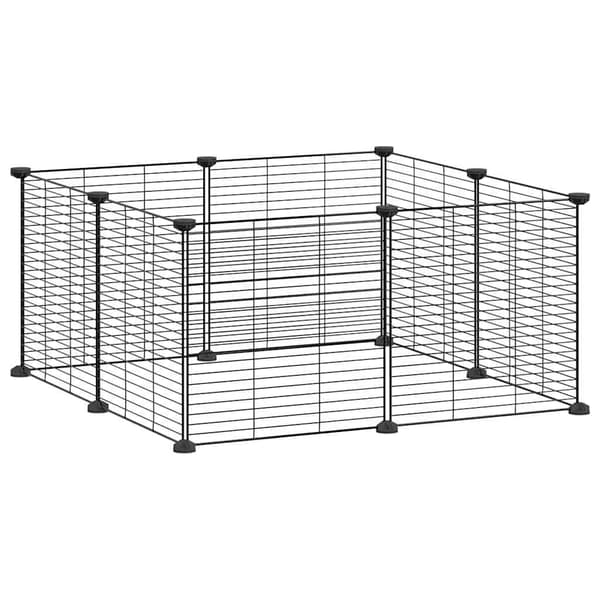 vidaXL Husdjursbur med 8 paneler svart 70x70x35 cm stål art