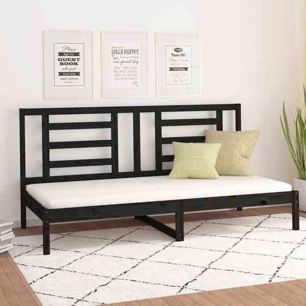 vidaXL Dagbädd svart 90x200 cm massiv furu Svart