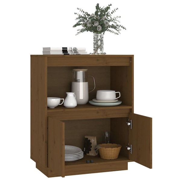 vidaXL Skänk honungsbrun 60x34x75 cm massiv furu Brun