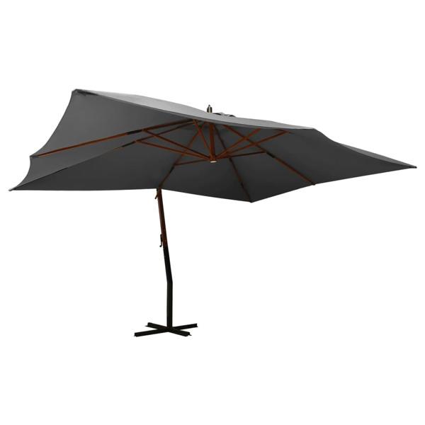 vidaXL Frihängande parasoll med trästång 400x300 cm antracit Antracit
