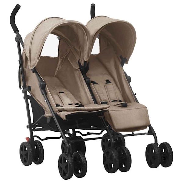 vidaXL Tvillingvagn taupe stål Taupe
