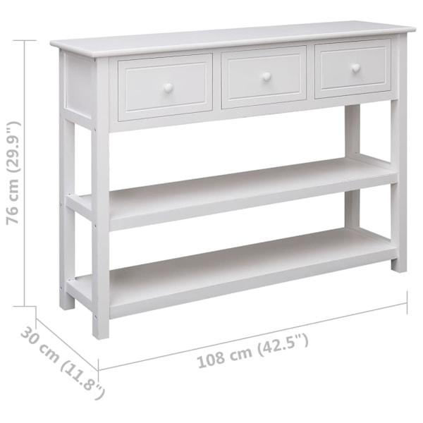 vidaXL Skänk vit 108x30x76 cm massivt kejsarträ Vit