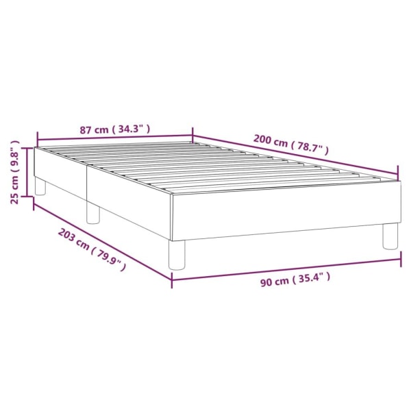 vidaXL Ramsäng svart 90x200 cm sammet Svart