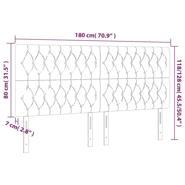 vidaXL Sänggavel LED blå 180x7x118/128 cm tyg Blå