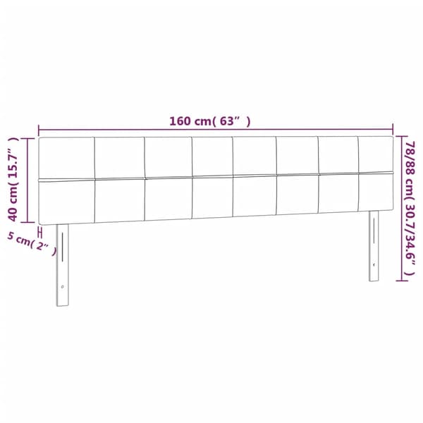 vidaXL Sänggavel 2 st Ljusgrå 80x5x78/88 cm tyg Grå