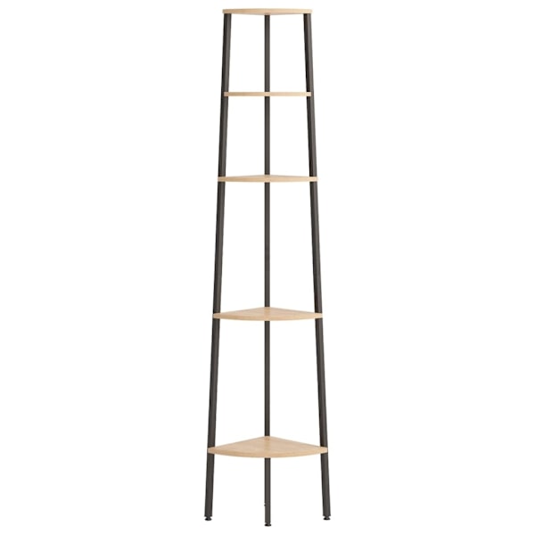 vidaXL Hörnhylla 5 hyllplan ljusbrun och svart 45,5x31,5x180 cm Brun