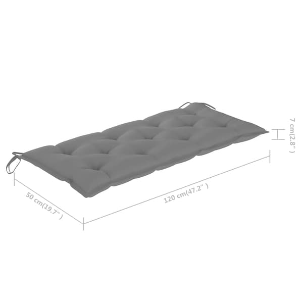 vidaXL Hopfällbar trädgårdsbänk med dyna 118 cm bambu grå