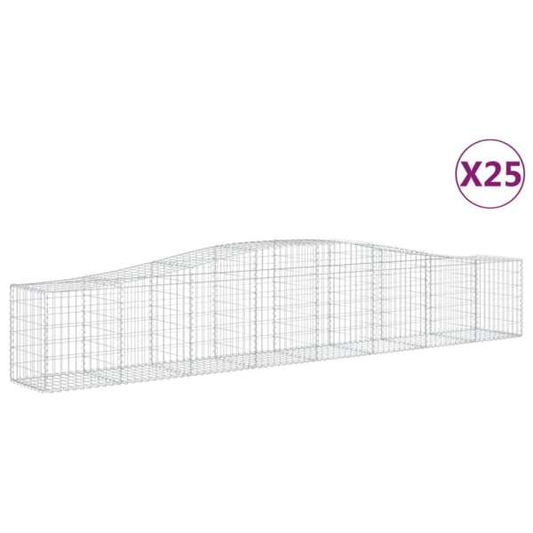 vidaXL Gabioner bågformade 25 st 400x50x60/80 cm galvaniserat järn Silver