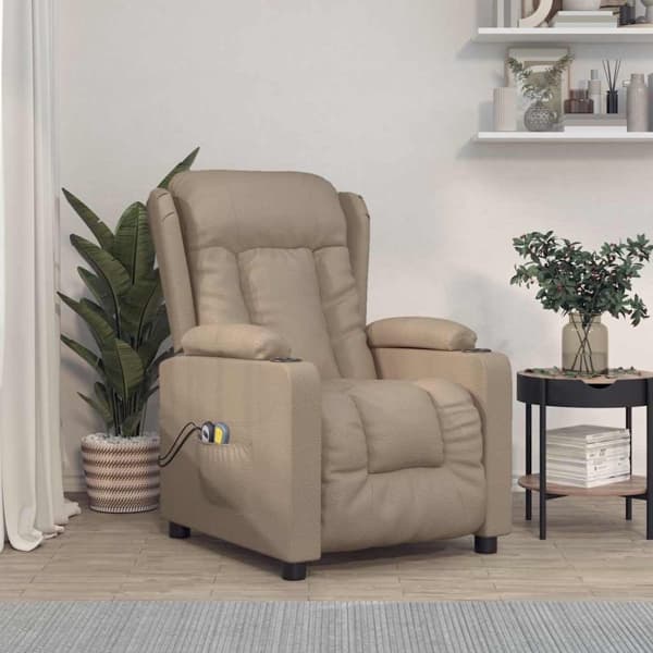 vidaXL Elektrisk massagefåtölj cappuccino konstläder Brun