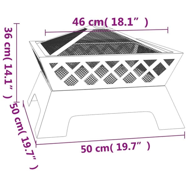 vidaXL Eldstad med eldgaffel 50 cm XXL stål Svart