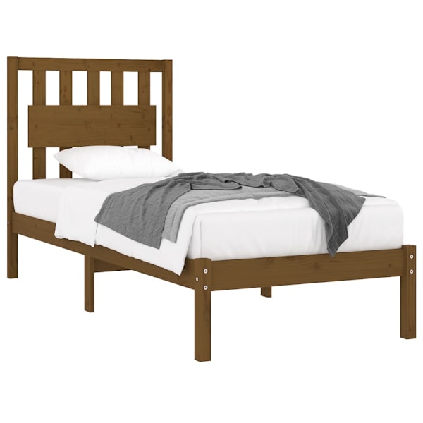 vidaXL Sängram honungsbrun massiv furu 100x200 cm enkelsäng Brun