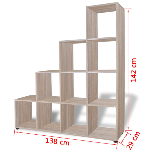 vidaXL Bokhylla trapp-design 142 cm ek-färg Brun