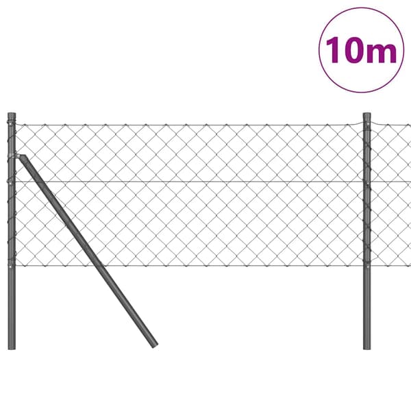vidaXL Kedjehängd Stängsel Markfix 10 x 0,4 m PVC-belagda stål Grå Grå