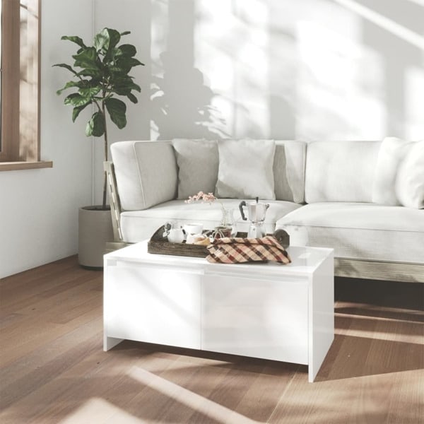 vidaXL Soffbord vit högglans 90x50x41,5 cm konstruerat trä Vit