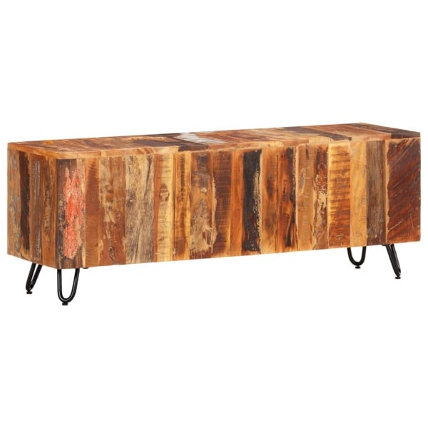 vidaXL Tv-bänk 110x30x40 cm massivt återvunnet trä Flerfärgsdesign