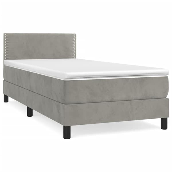 vidaXL Ramsäng med madrass ljusgrå 100x200 cm sammet Grå