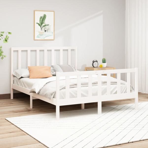 vidaXL Sängram vit massiv furu 120x200 cm enkelsäng Vit
