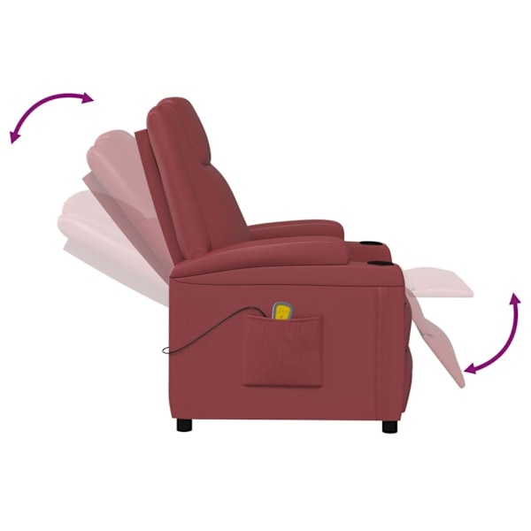 vidaXL Massagefåtölj vinröd konstläder Röd