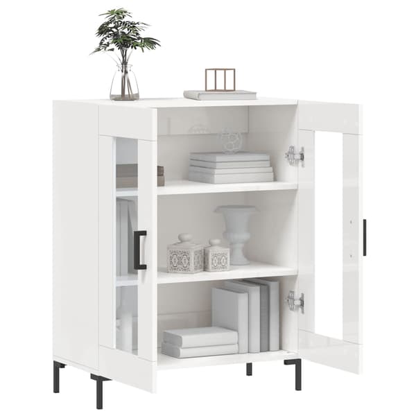 vidaXL Skänk vit högglans 69,5x34x90 cm konstruerat trä Vit