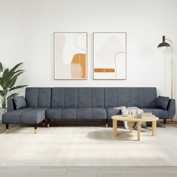 vidaXL L-formad bäddsoffa mörkgrå 275x140x70 cm sammet Grå