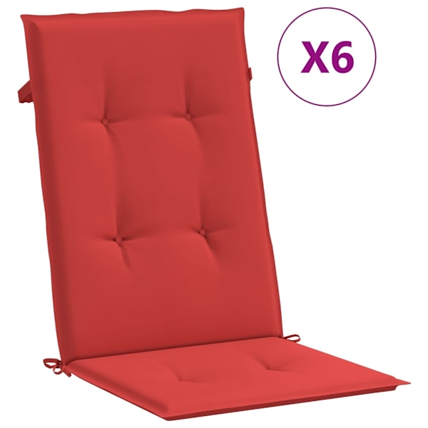vidaXL Stolsdynor 6 st röd 120x50x3 cm tyg Röd