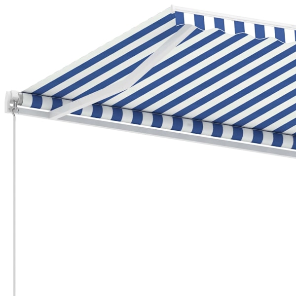 vidaXL Fristående markis manuellt infällbar 450x300 cm blå/vit Blå