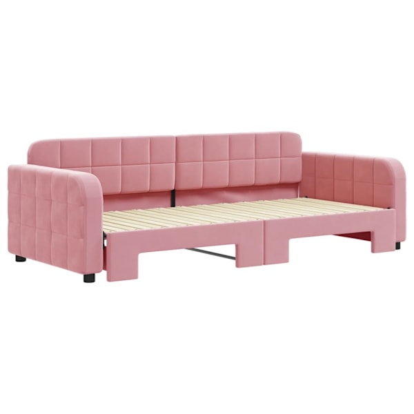 vidaXL Dagbädd utdragbar rosa 90x200 cm sammet Rosa