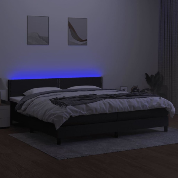 vidaXL Ramsäng med madrass & LED svart 200x200 cm tyg Svart
