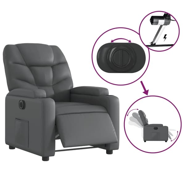 vidaXL Elektrisk reclinerfåtölj grå konstläder Grå