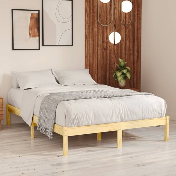 vidaXL Sängram massiv furu 200x200 cm Brun
