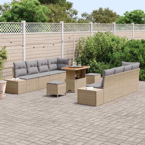 vidaXL Trädgårdsoffset Beige Poly rattan Beige