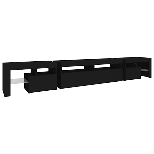 vidaXL Tv-bänk med LED-belysning svart 260x36,5x40 cm Svart