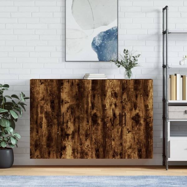 vidaXL Väggskåp 2 st rökfärgad ek 69,5x34x90 cm Brun