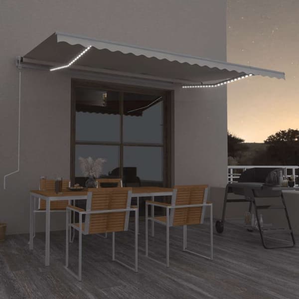 vidaXL Automatisk markis med vindsensor & LED 500x300 cm gräddvit Creme