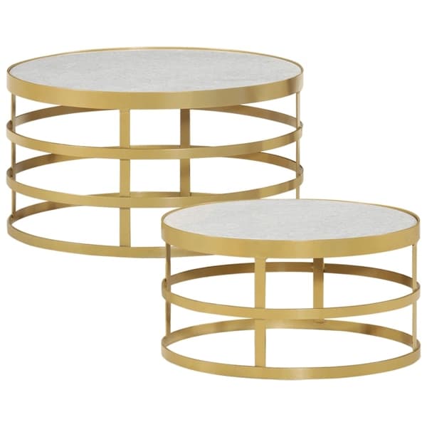 vidaXL Soffbord 2 st marmor mässing och vit Guld